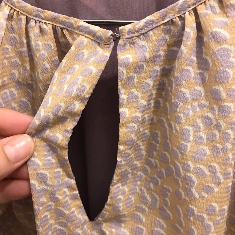 Anthropologie Current Air Off Shoulder Dress XS purple tan ruffles - Picture 3 of 9